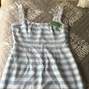 Lilly Pulitzer NEW Nienie Flutter Blue Lurex Boucle Stripe Dress Size 10